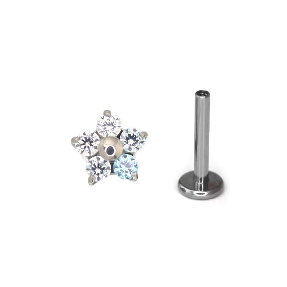 Floral CZ Internally Threaded Titanium Stud