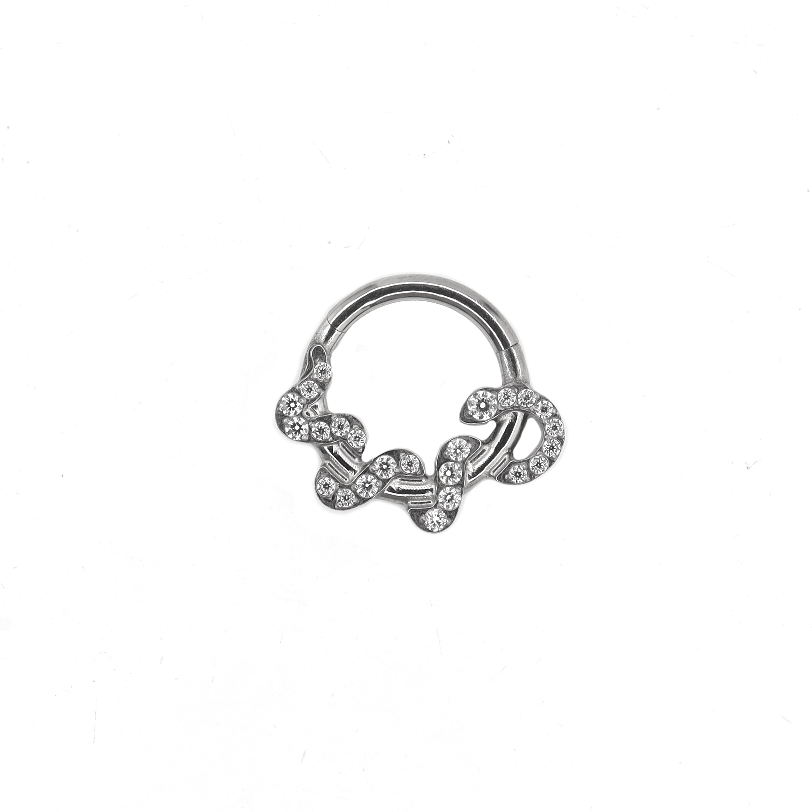 Twisting Serpent CZ Titanium Segment Hoop