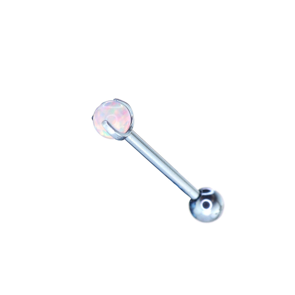High Shine Opal Internally Threaded Titanium tongue stud
