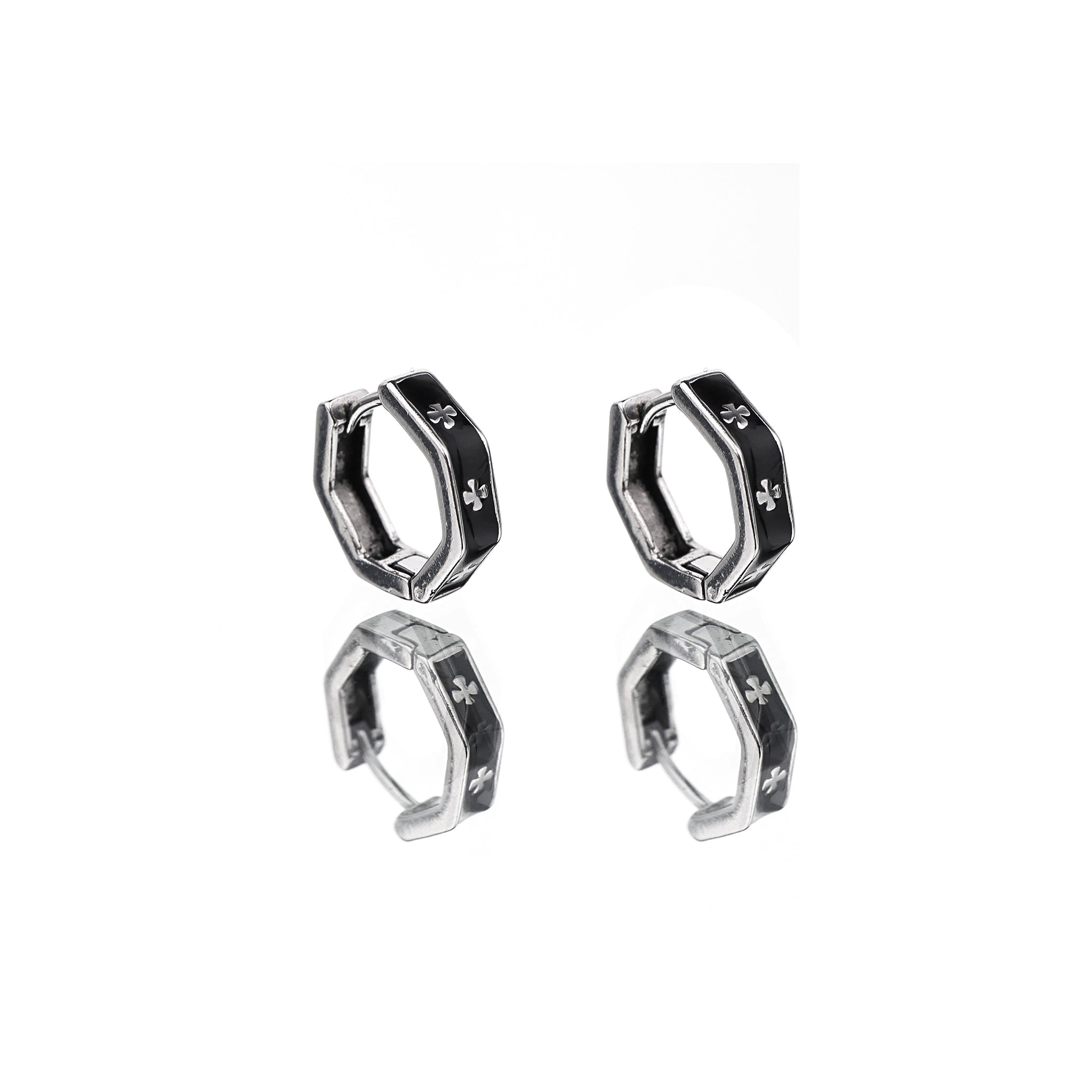 Oil Slick Cross Stainless Steel Earrings