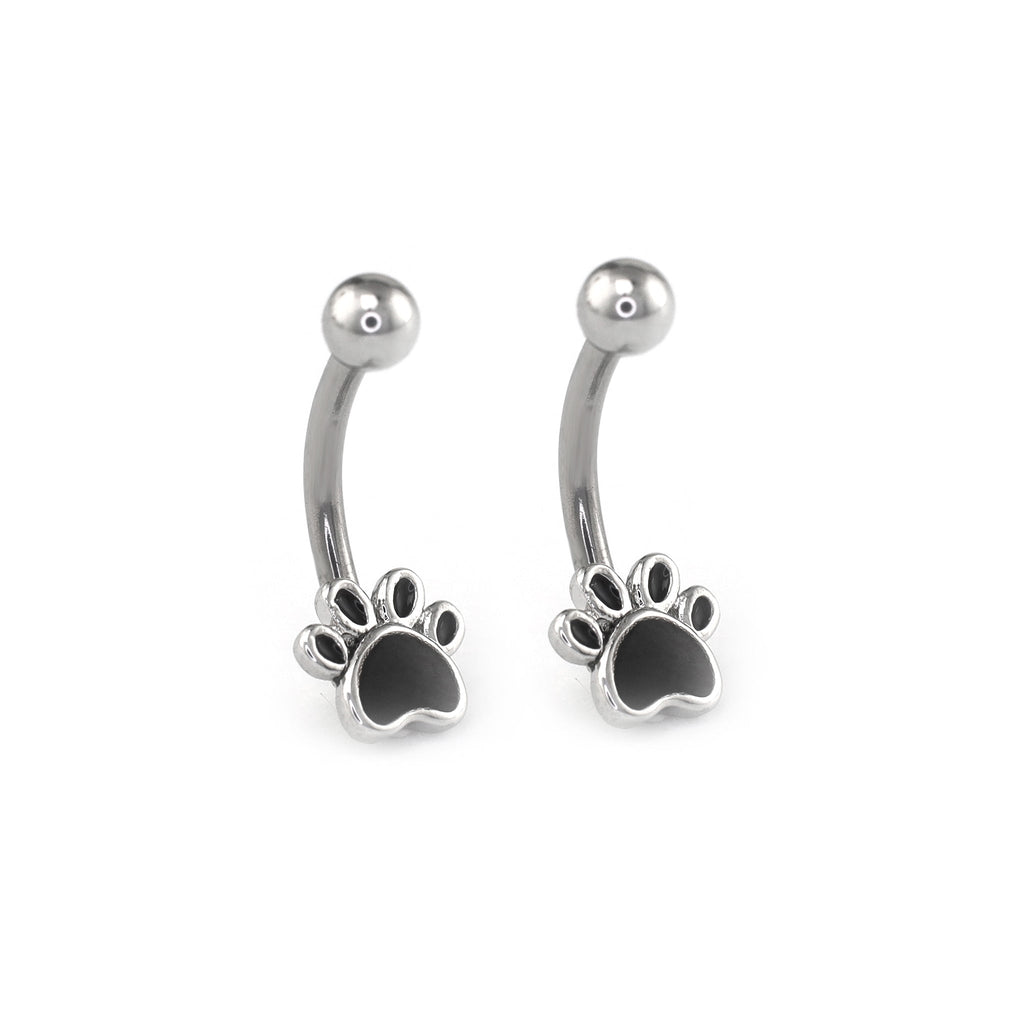 Black Epoxy Cat Paw Stainless Steel Rook Stud