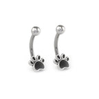 Black Epoxy Cat Paw Stainless Steel Rook Stud
