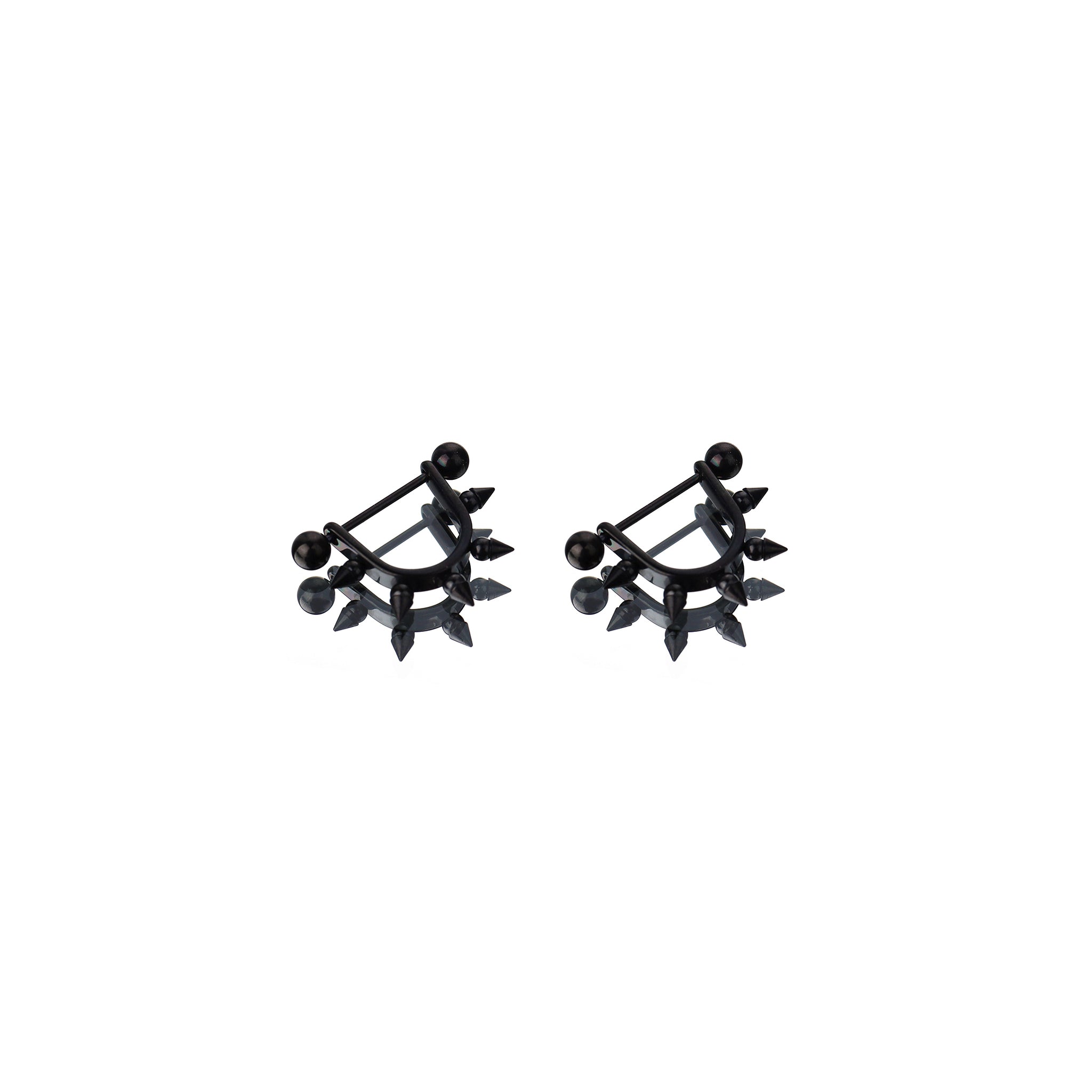 Black & White Spike Stainless Steel Nipple Rings