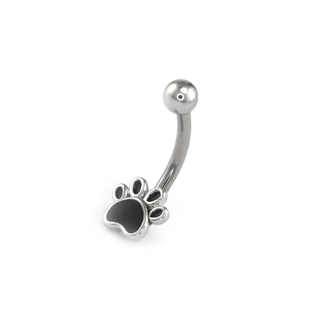 Black Epoxy Cat Paw Stainless Steel Rook Stud