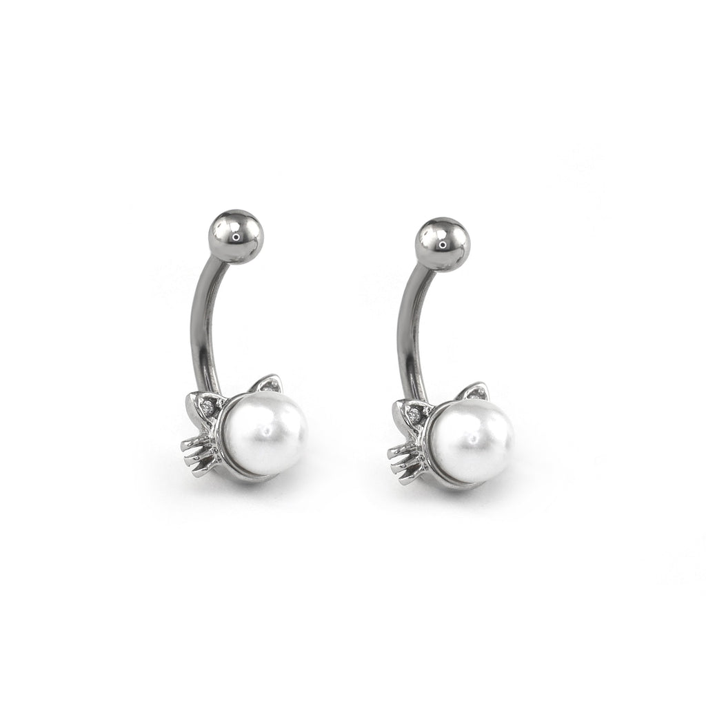 Faux Pearl Cat Stainless Steel Rook Jewelry