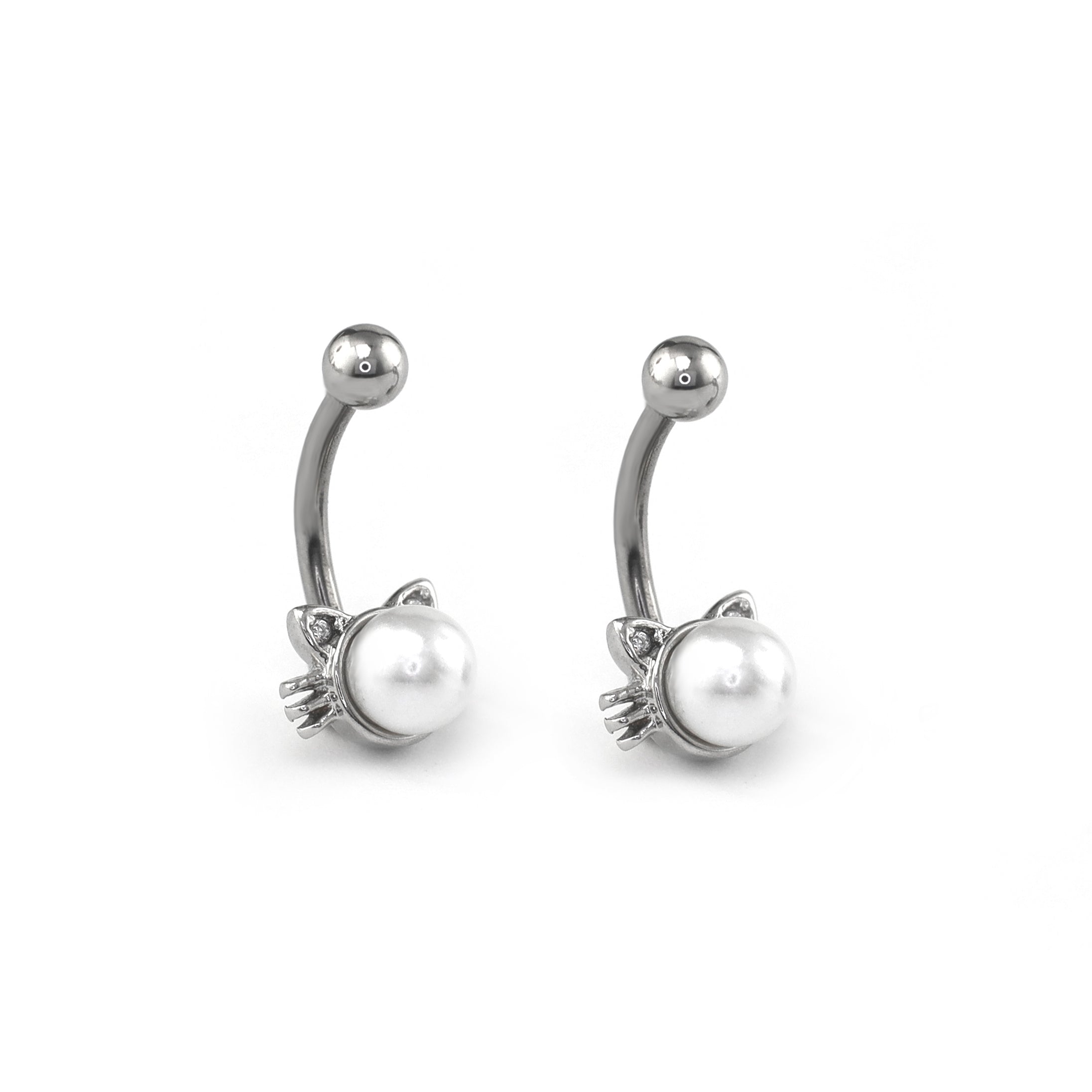 Faux Pearl Cat Stainless Steel Rook Jewelry