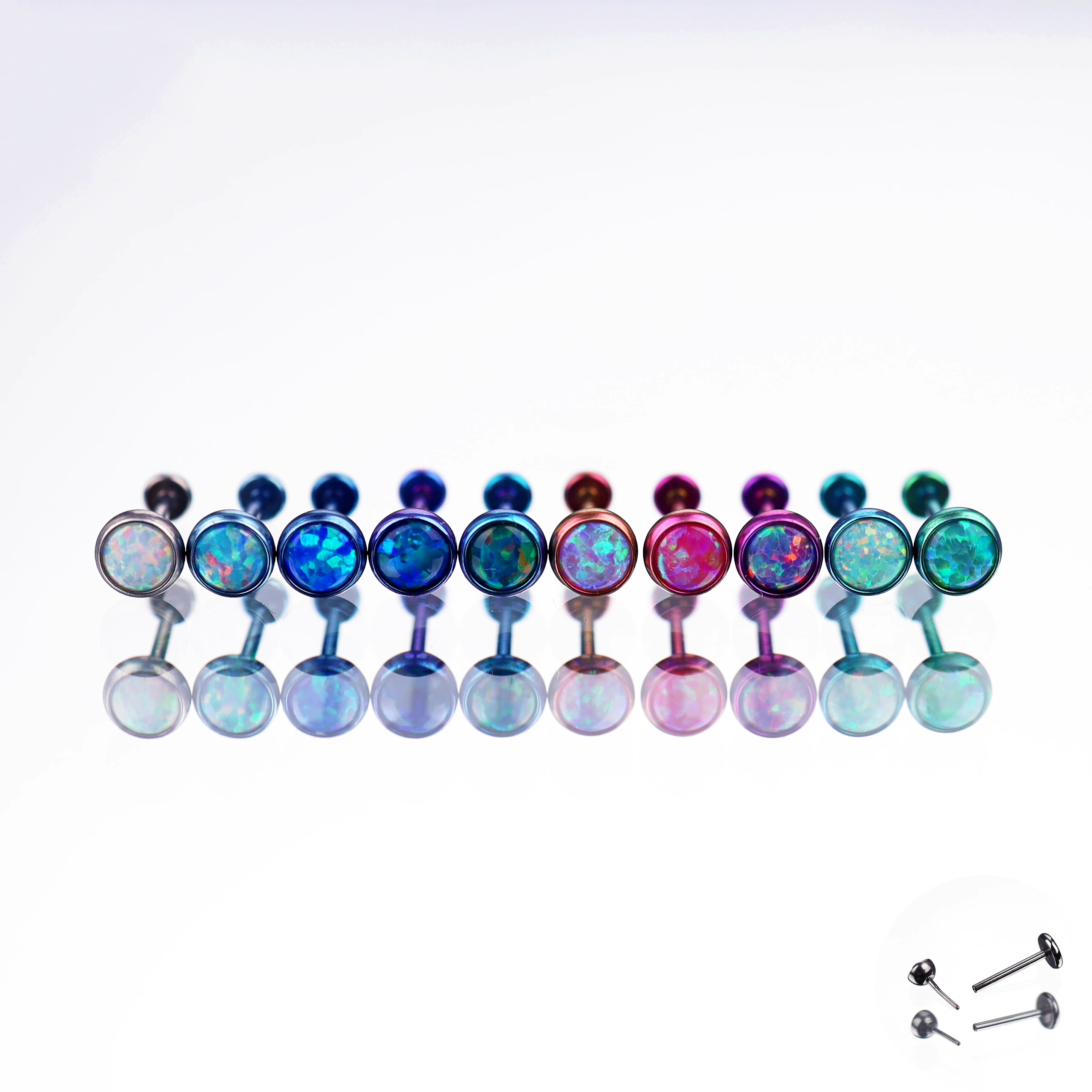 Opal Titanium Threadless Pin