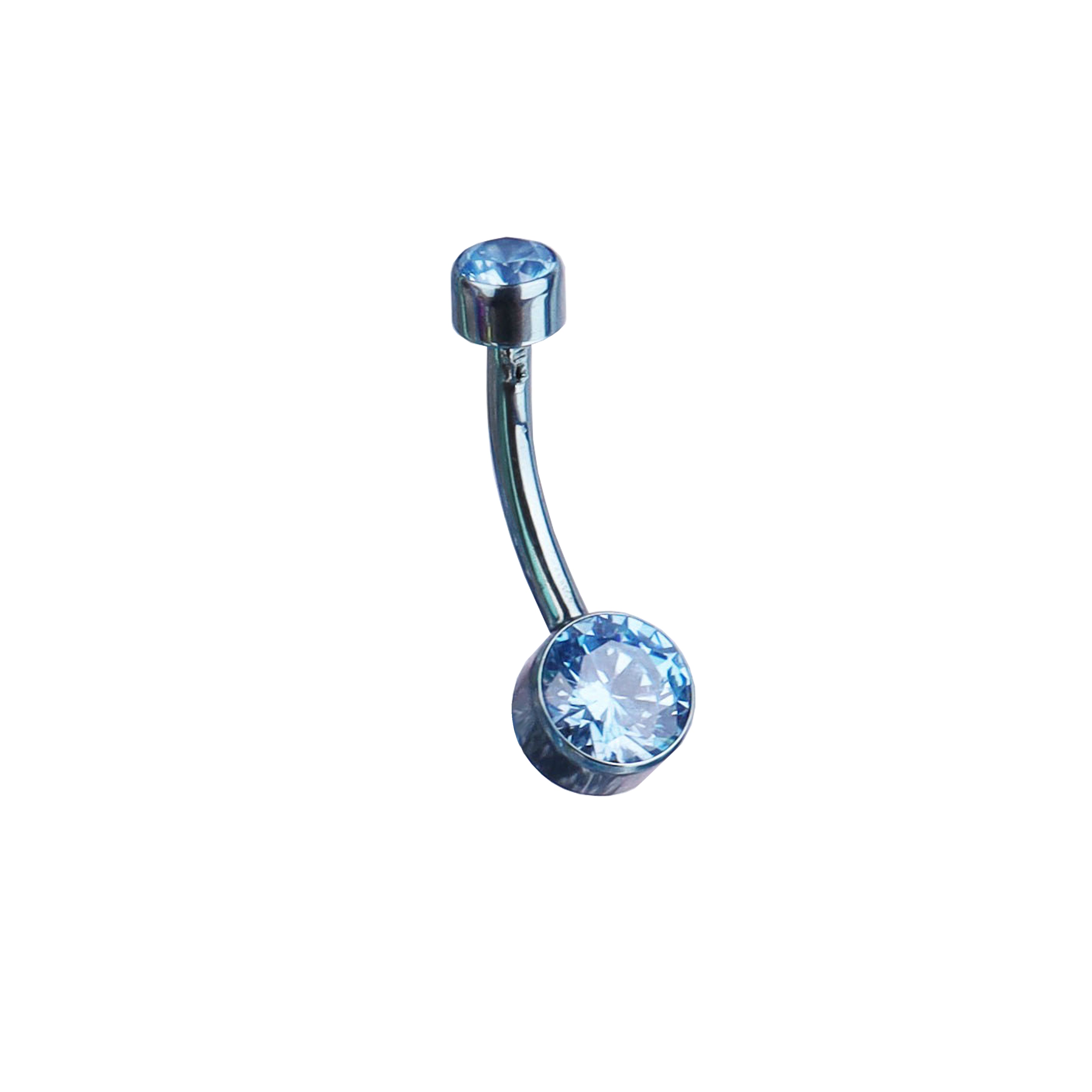 Round CZ internally threaded Titanium Belly Ring