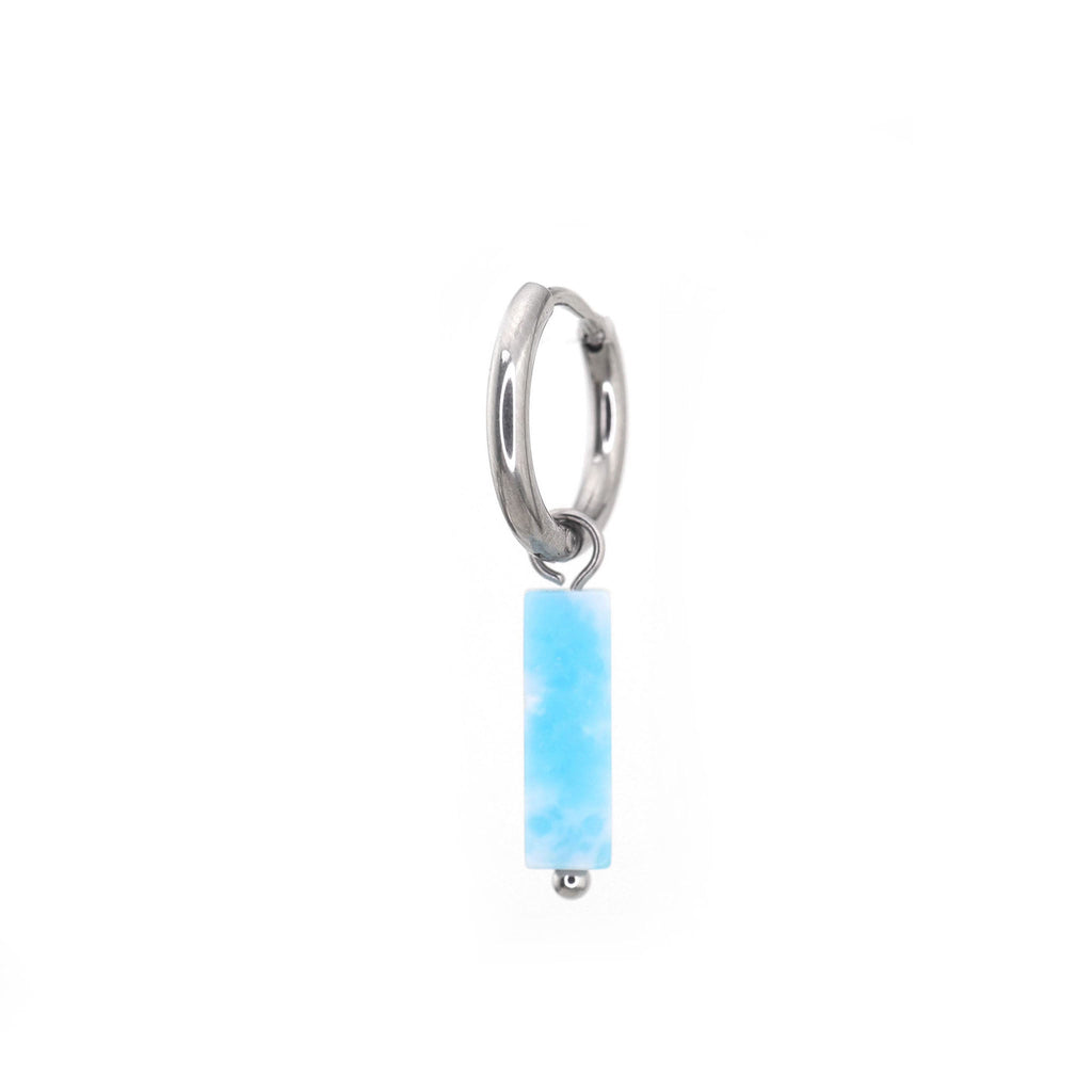 Blue Jade Titanium Pendant Ear Ring