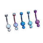 Double Opal internally threaded Titanium Belly Ring