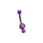 Double Opal internally threaded Titanium Belly Ring