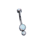 Double Opal internally threaded Titanium Belly Ring
