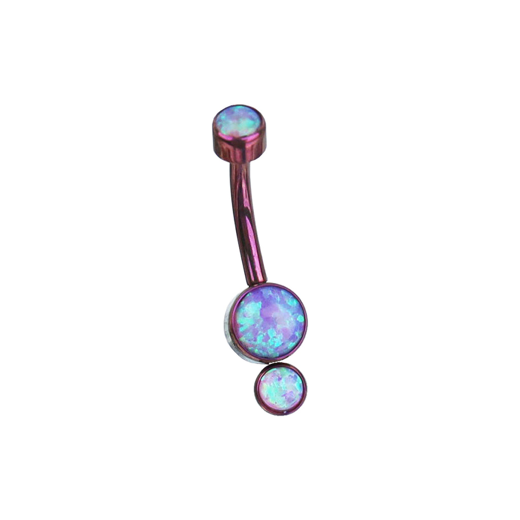Double Opal internally threaded Titanium Belly Ring