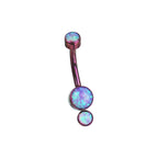 Double Opal internally threaded Titanium Belly Ring