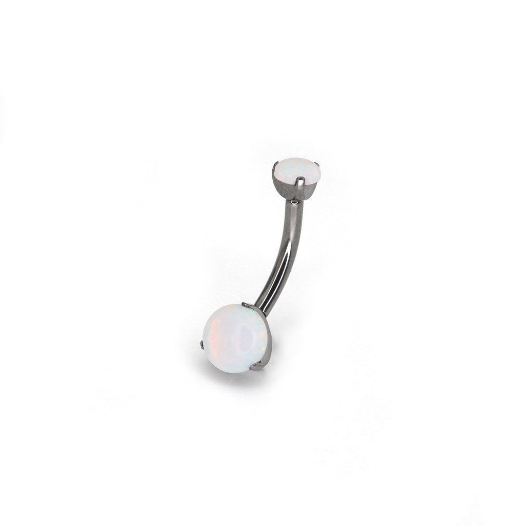 Round Opal Titanium Belly Ring