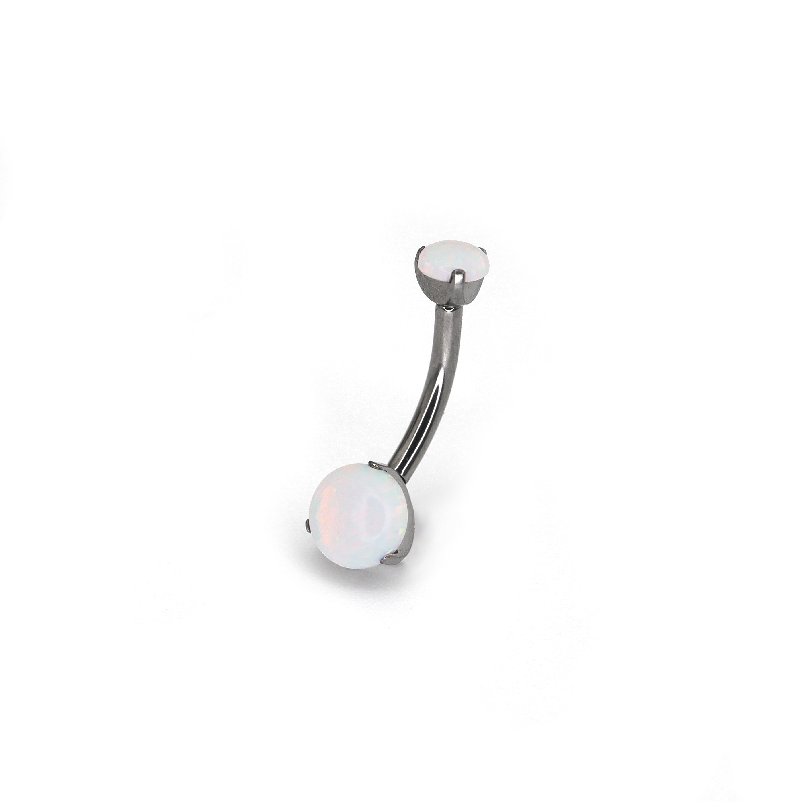 Round Opal Titanium Belly Ring