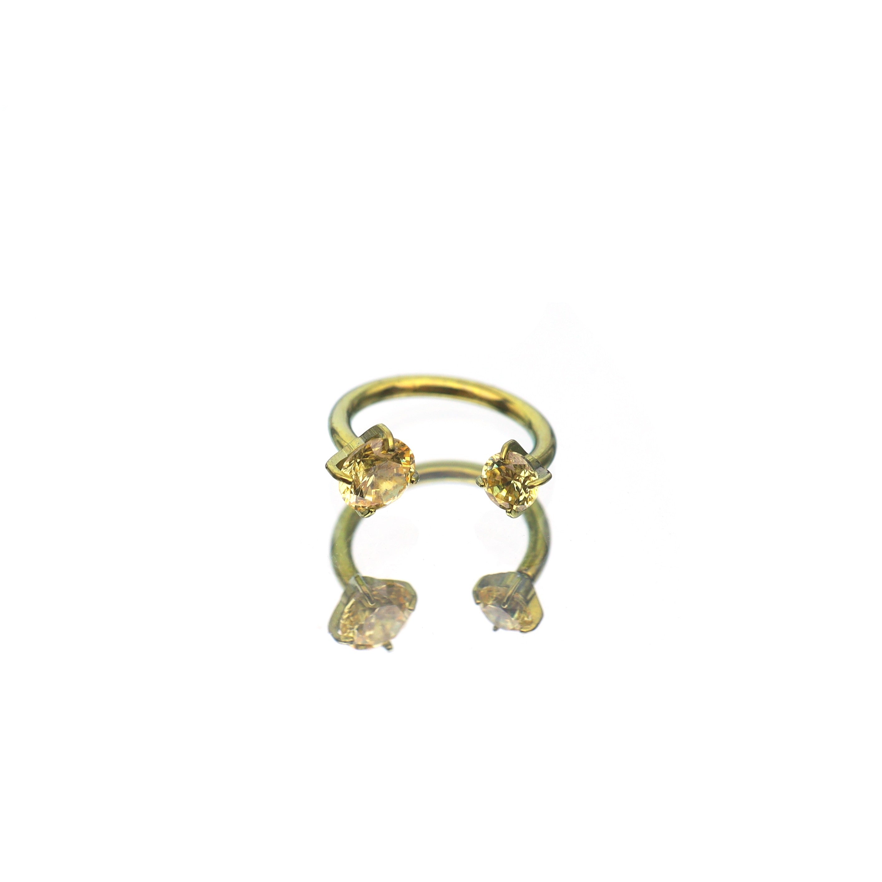 Internally Threaded CZ Titanium Horseshoe Ring