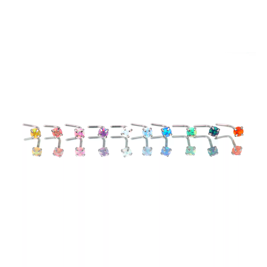 Opal L-Shape Nose Stud