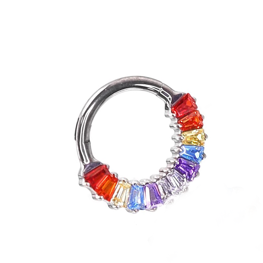 16G Rainbow CZ Titanium Segment Hoop