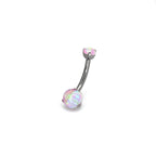 Round Opal Titanium Belly Ring