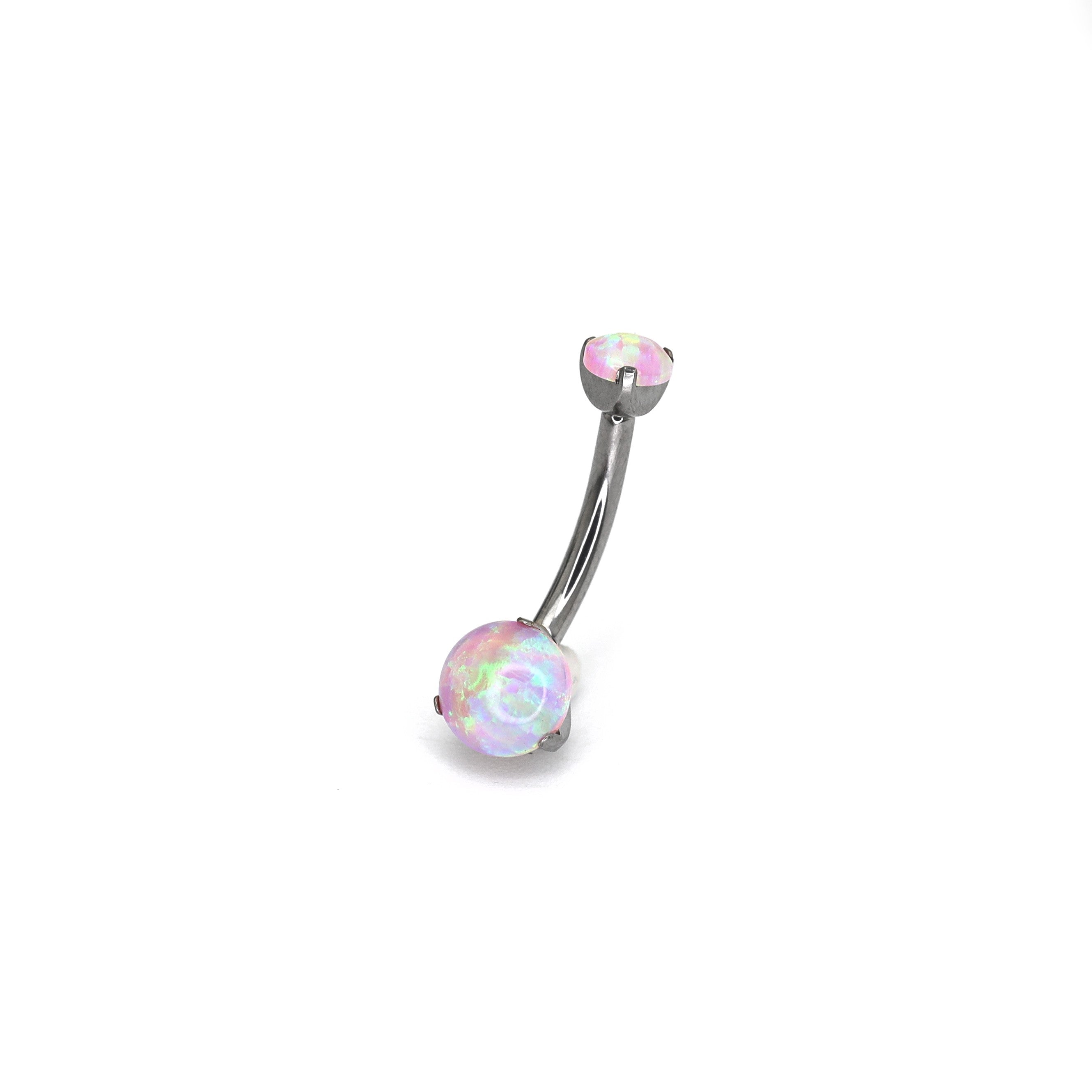 Round Opal Titanium Belly Ring