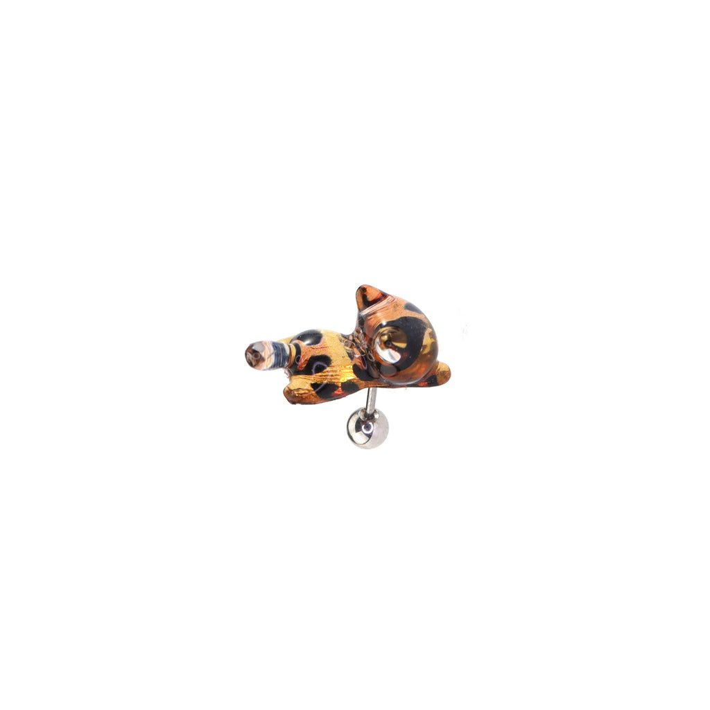 Leopard Print Orange Cat stainless steel Ear Studs