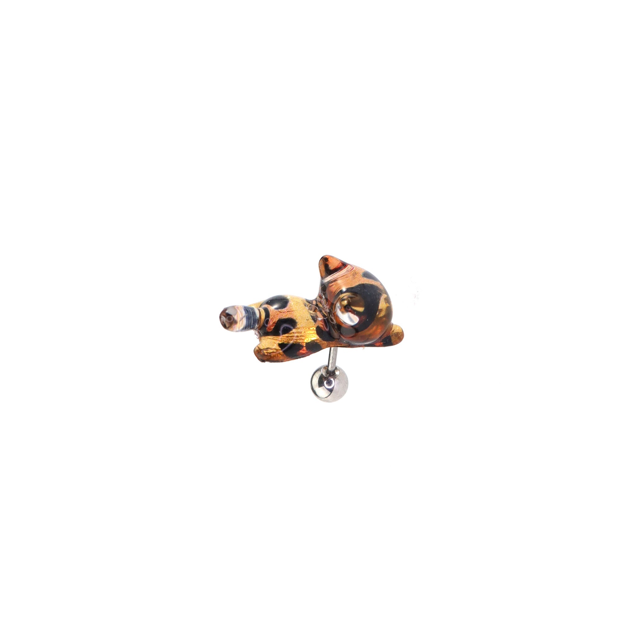 Leopard Print Orange Cat stainless steel Ear Studs