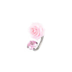 3D Pink Resin Rose & CZ Titanium Horseshoe Rings