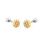 Star Baker - Cute Waffle Stainless Steel Ear Studs