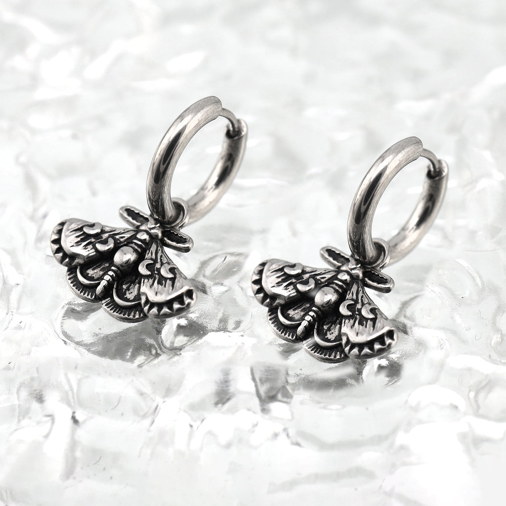 Gothic Moth Insect Pendant tainless steel Earrings