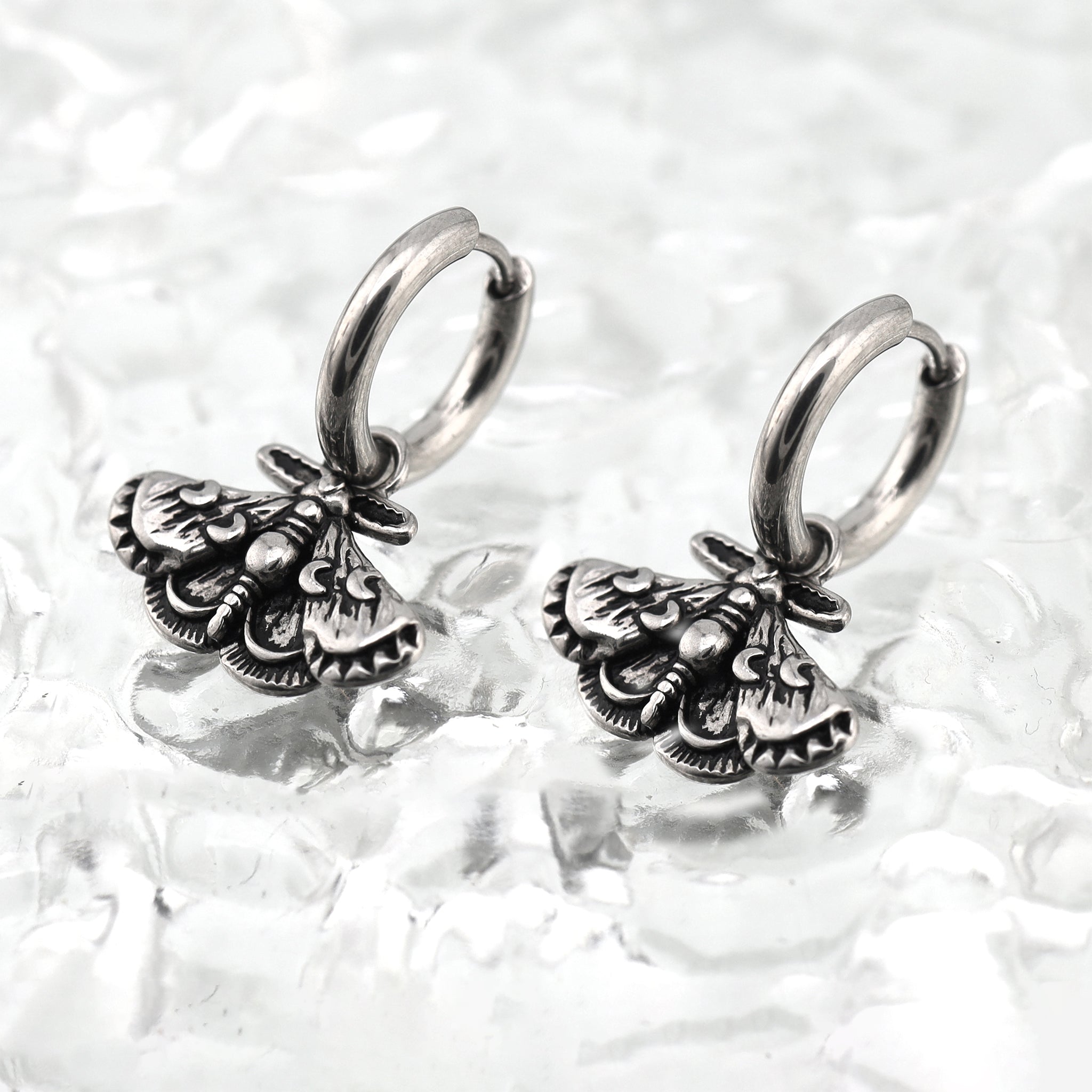 Gothic Moth Insect Pendant tainless steel Earrings