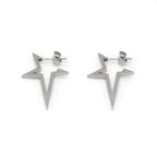 Black & White Large Pentagram Stainless Steel Ear Studs