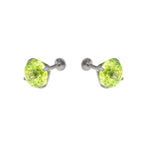 Green Firework-Cut CZ Titanium Studs