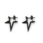 Black & White Large Pentagram Stainless Steel Ear Studs