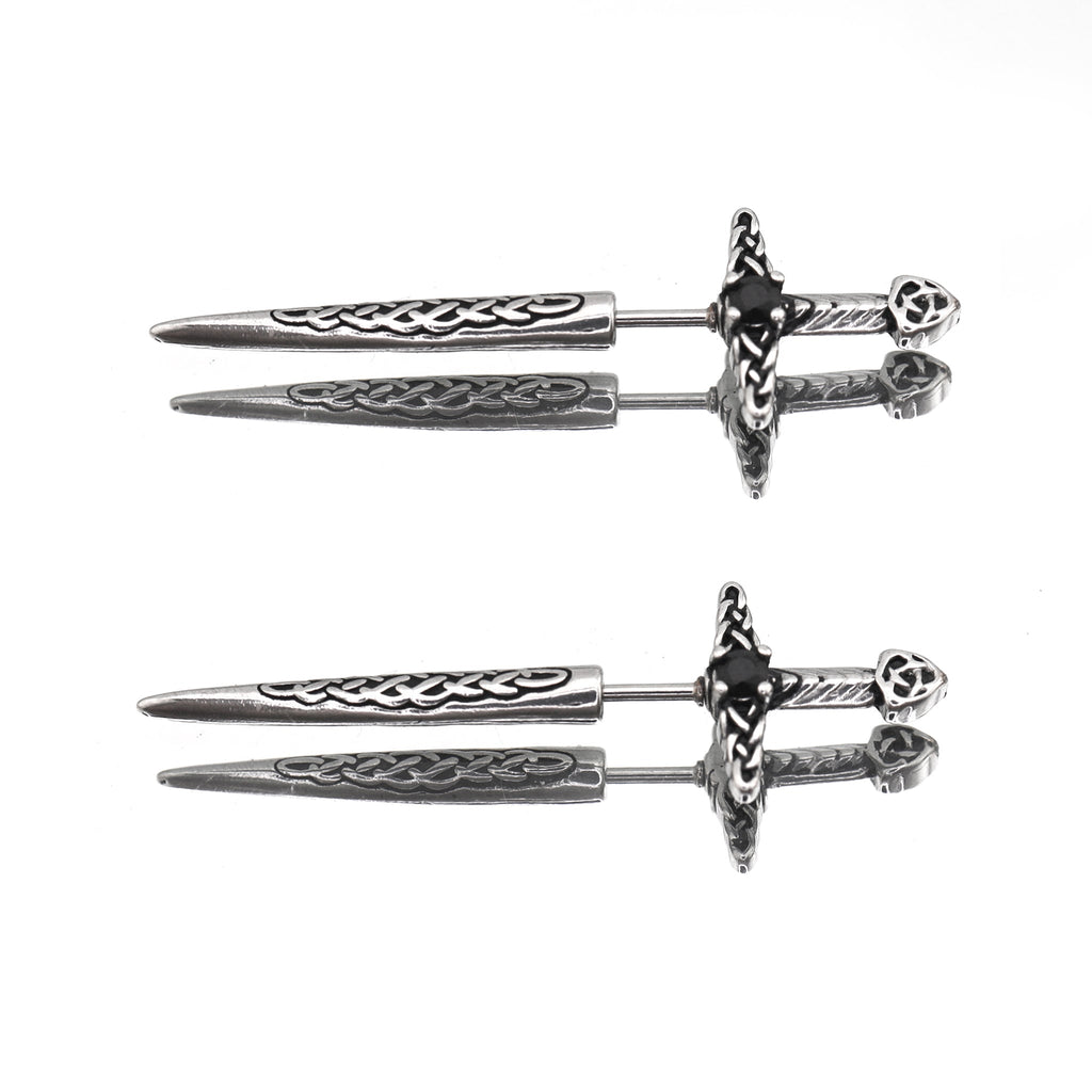 Engraved Dark Fantasy Dagger stainless steel Studs