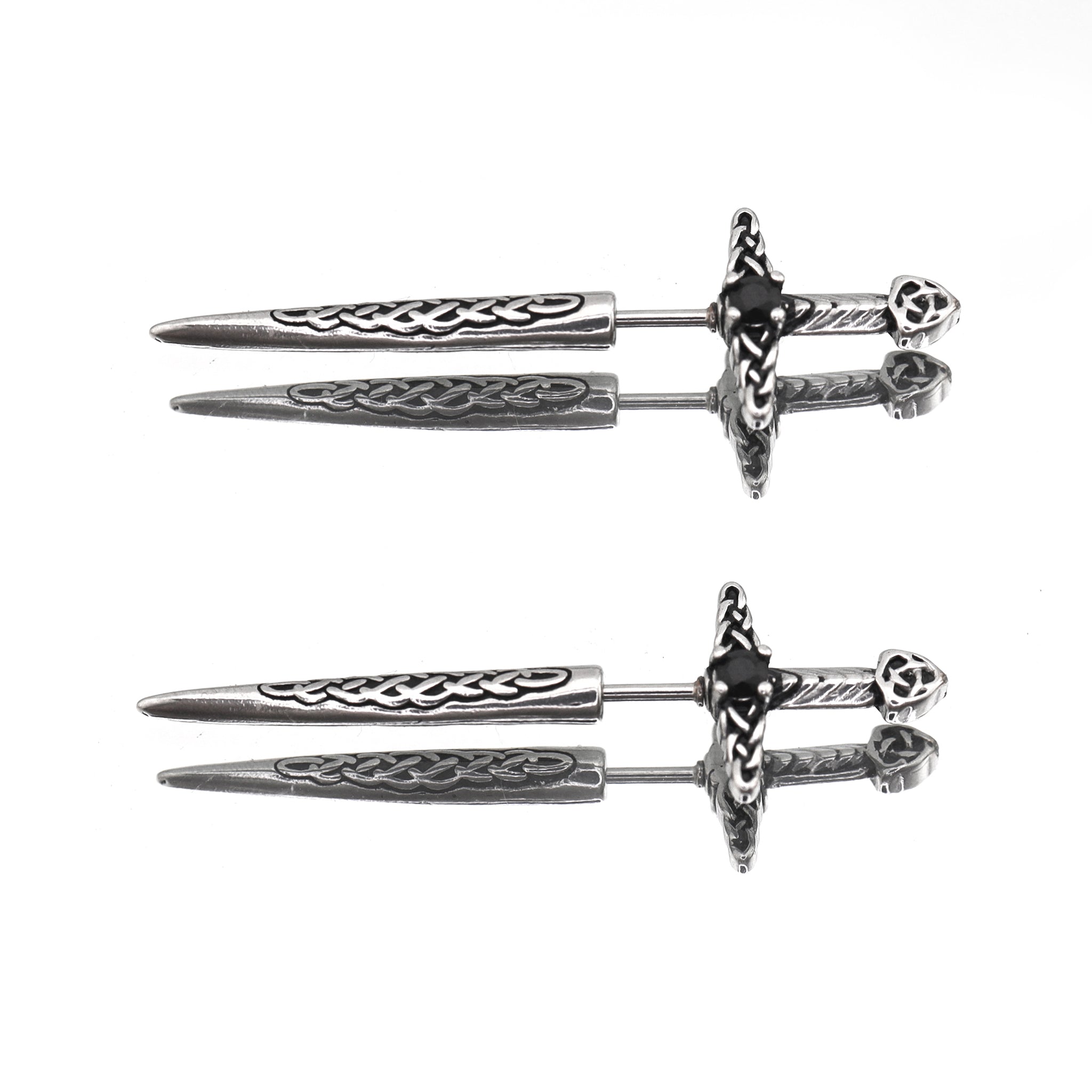 Engraved Dark Fantasy Dagger stainless steel Studs