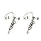 Thin Gauge Openwork Skull Chain Dangle tainless steel Earrings