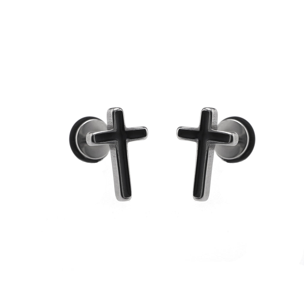 Gothic Cross Spike Externally Threaded Stainless Steel Ear Studs