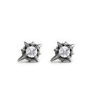 PAIR OF Black & White CZ 3D Hexagram Stainless Steel Ear Studs