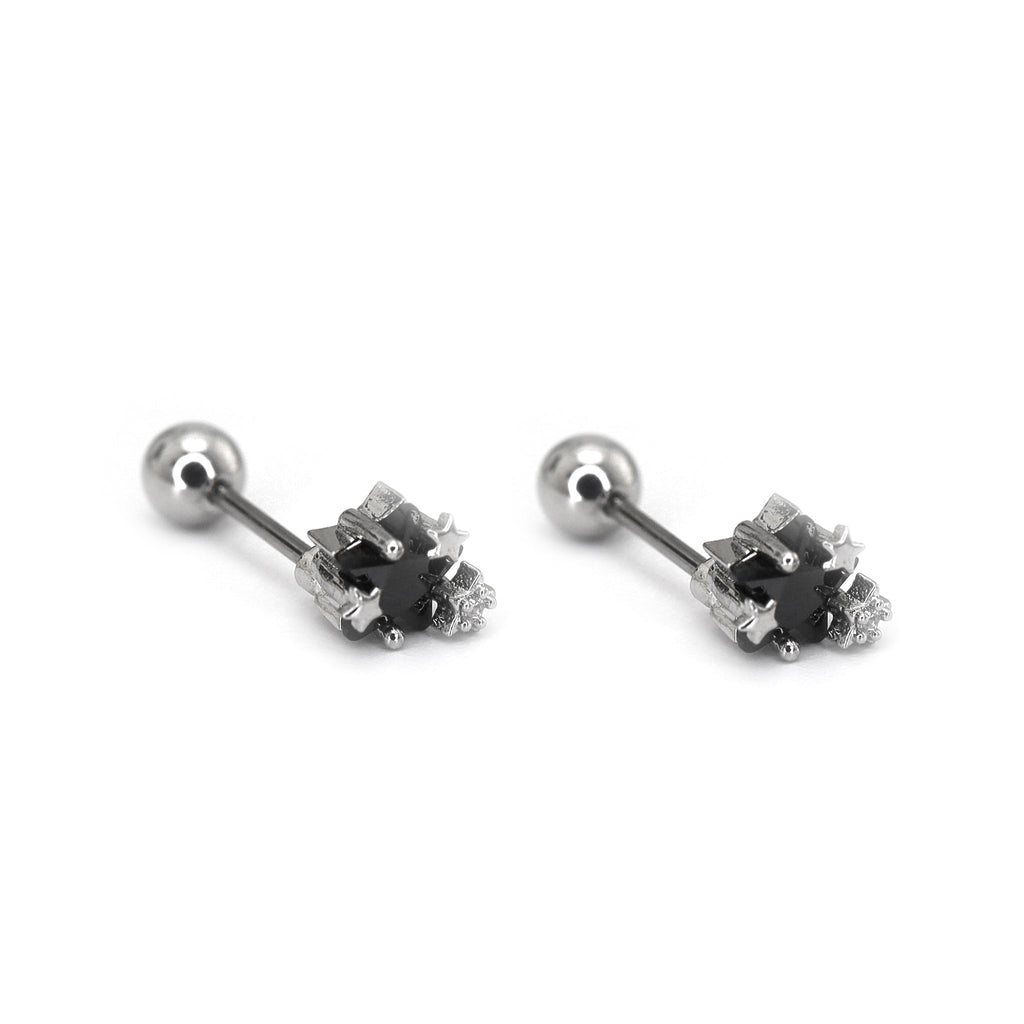 Black & White Multi-CZ Ear Studs