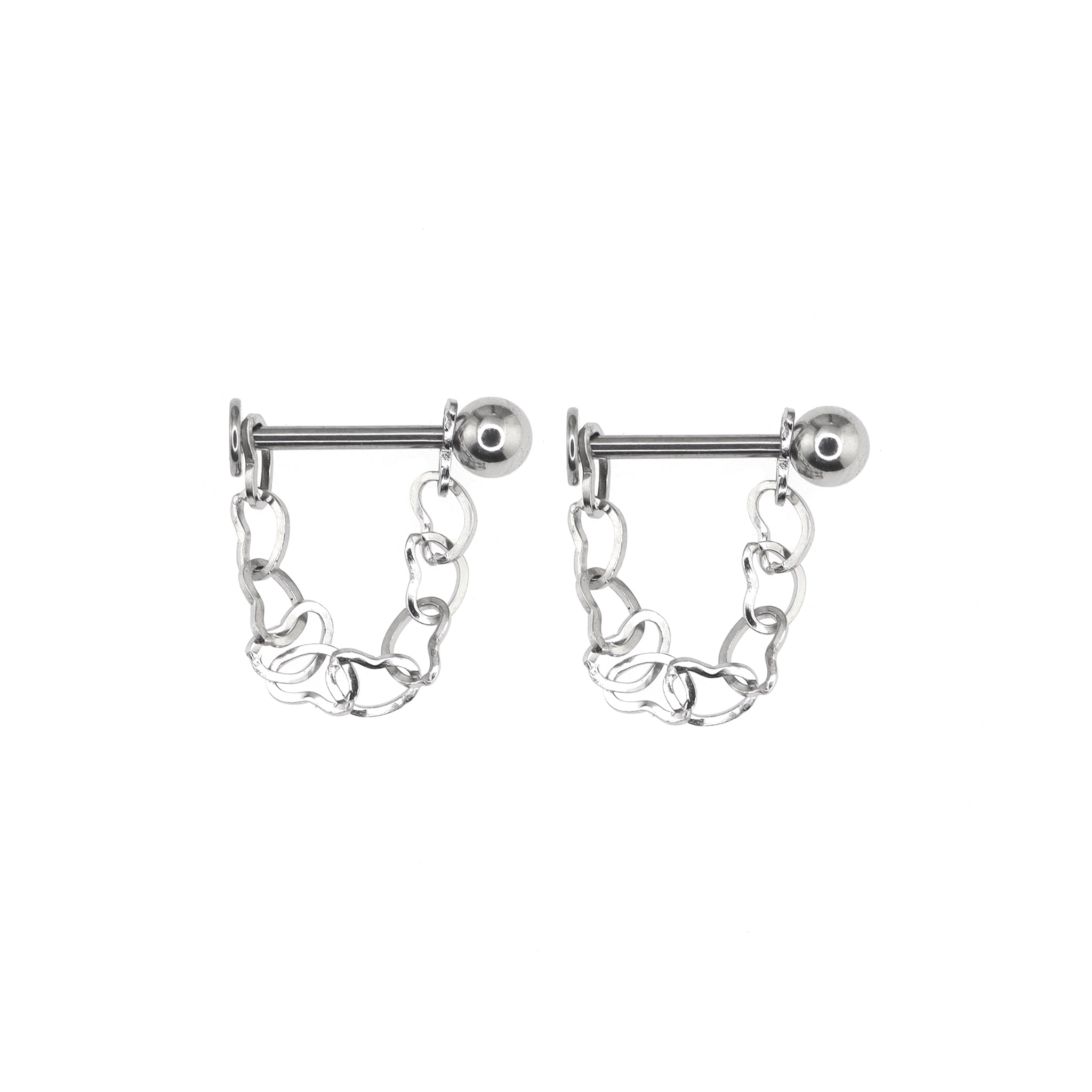 Round Chain & Spike stainless steel Lip Ring