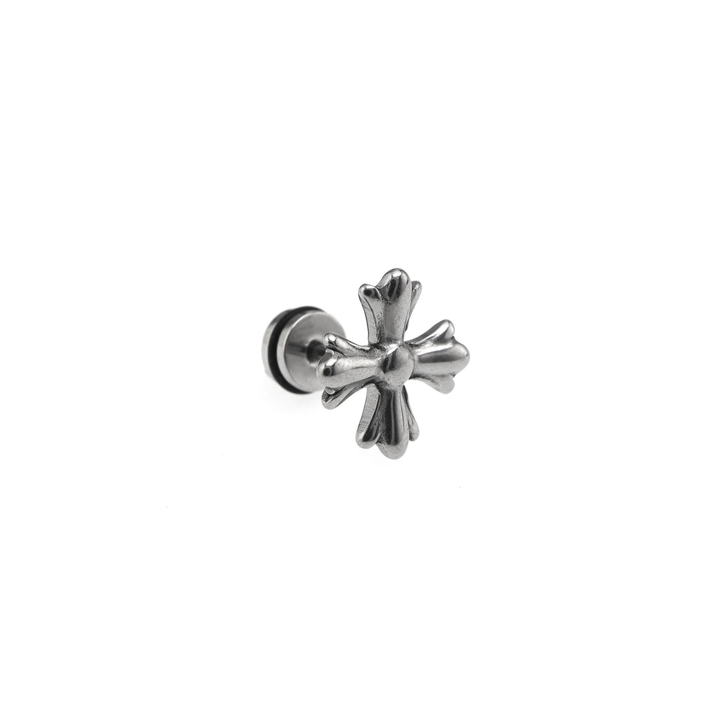 Cross Externally Threaded Stainless Steel Ear Studs
