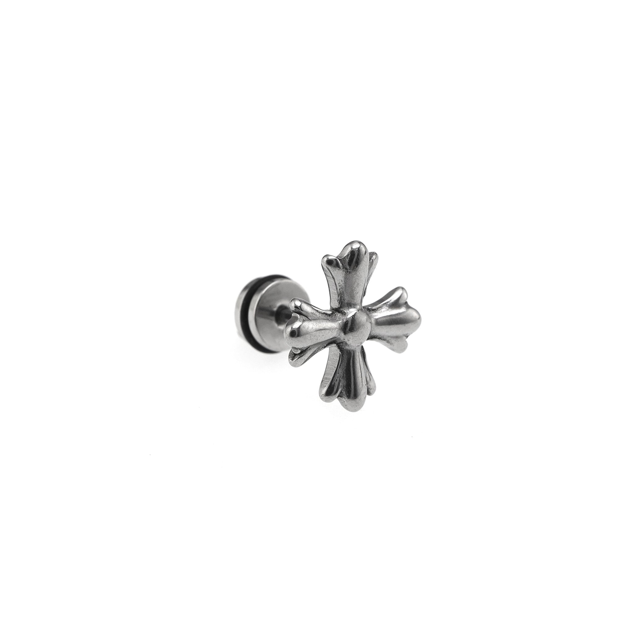 Cross Externally Threaded Stainless Steel Ear Studs