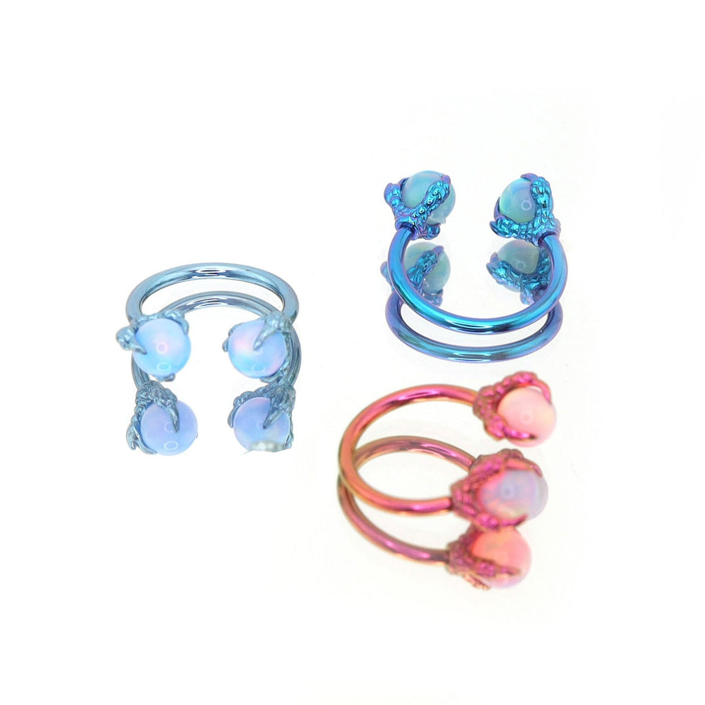 Dragon's claw Opal Titanium Horseshoe Ring