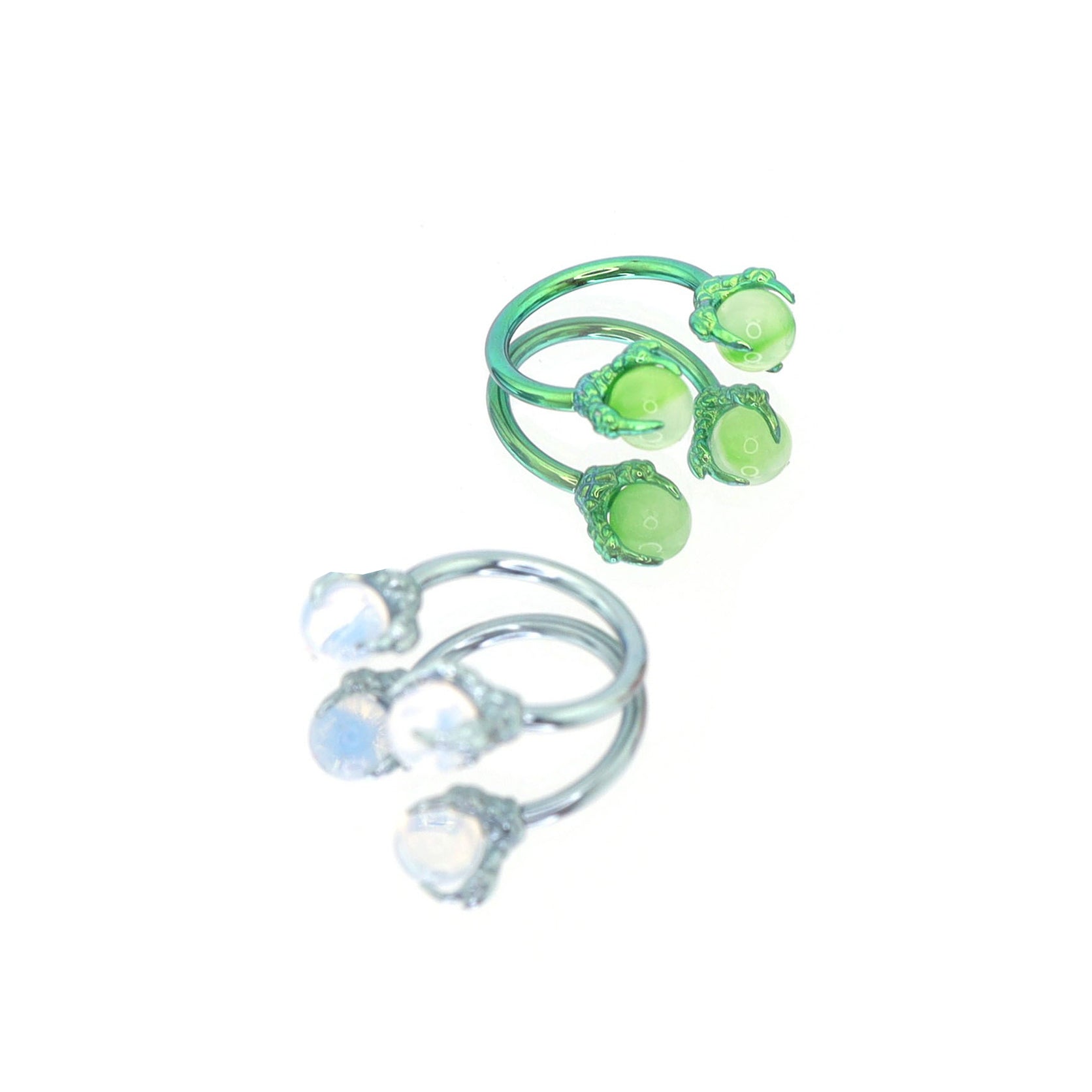 Dragon's claw CZ Titanium Horseshoe Ring