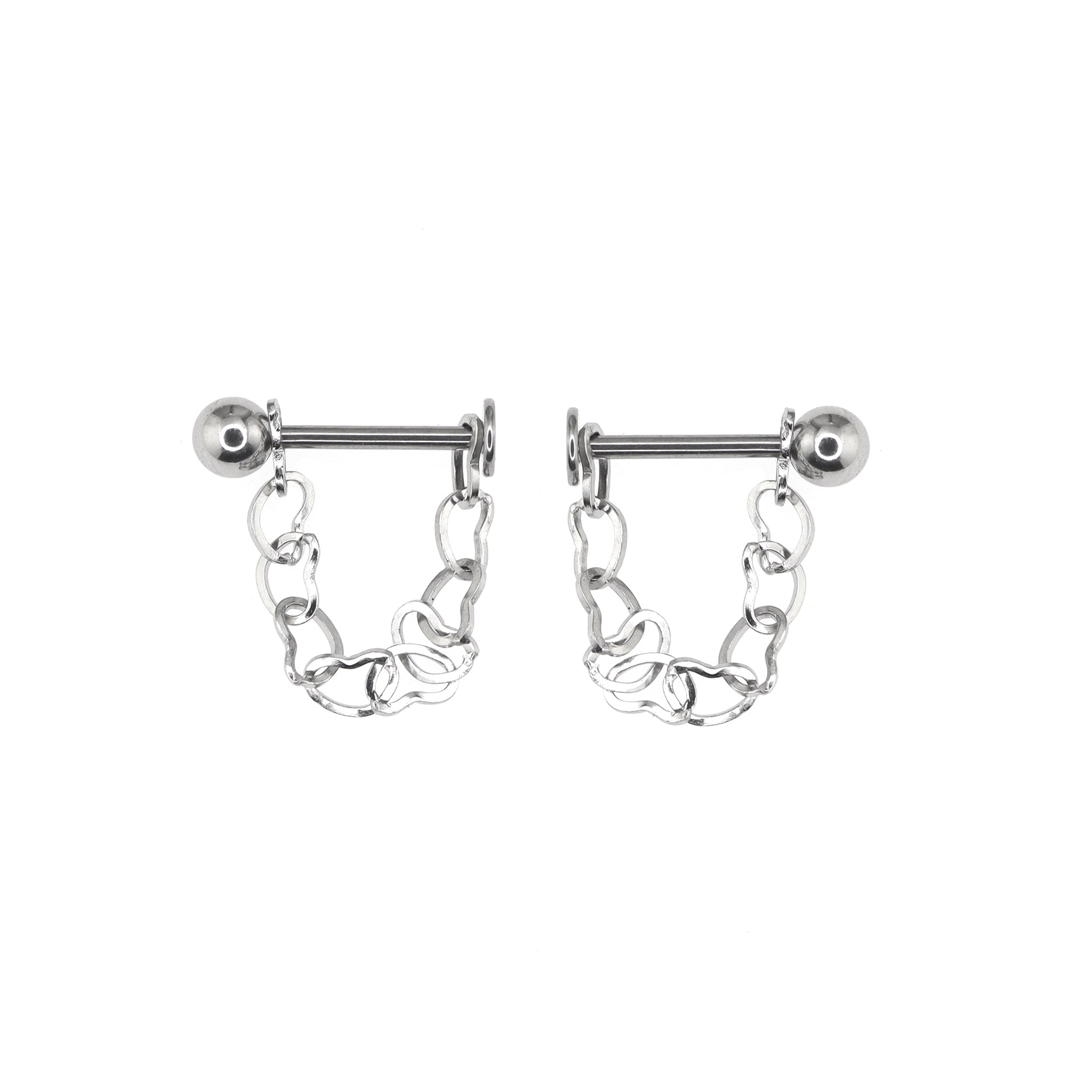 Round Chain & Spike stainless steel Lip Ring