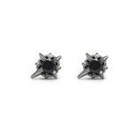 PAIR OF Black & White CZ 3D Hexagram Stainless Steel Ear Studs