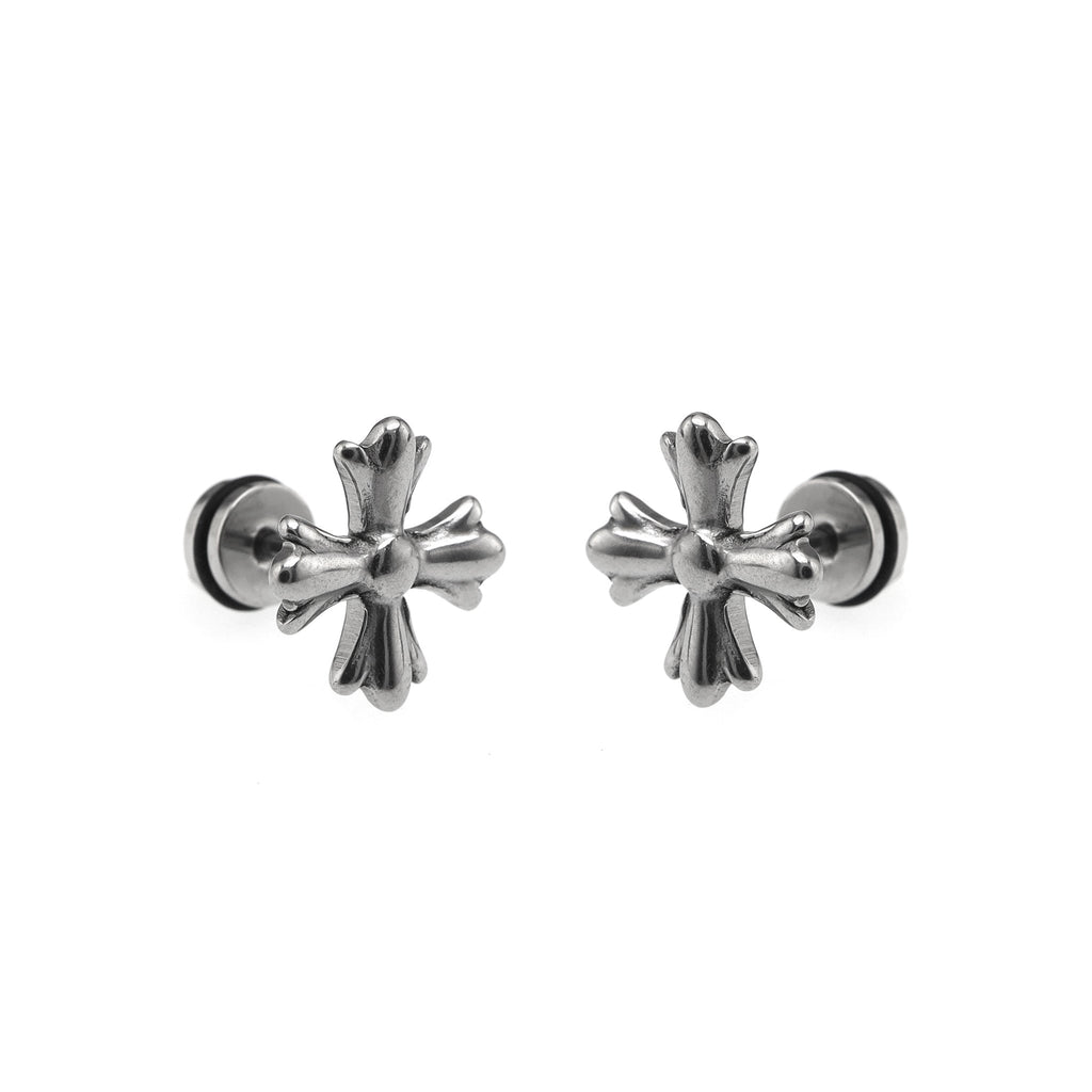 Cross Externally Threaded Stainless Steel Ear Studs