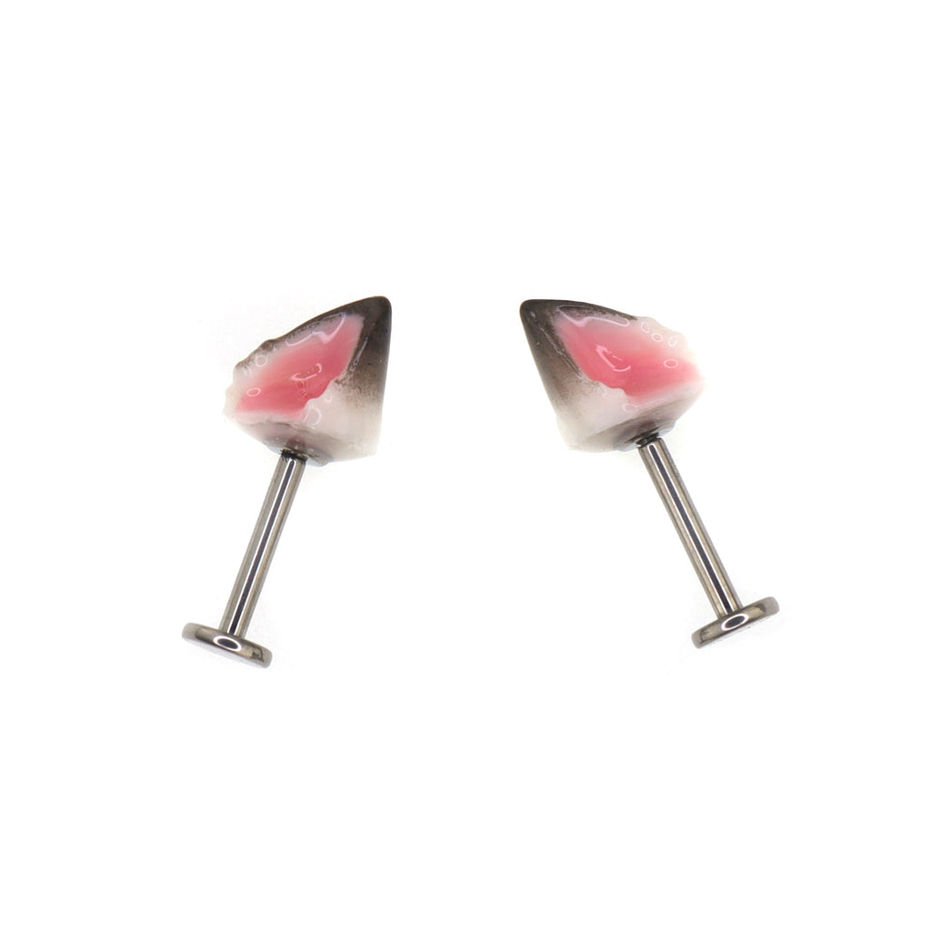 PAIR OF Wolf Ear Internally Threaded Titanium Stud