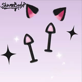 Oil Slick Cat Ear stainless steel Cartilage Studs